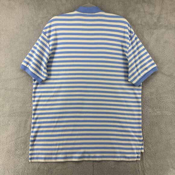 Polo Ralph Lauren Shirt Mens L Blue Striped Polo 1/4 Button Preppy Short Sleeve - Picture 6 of 11